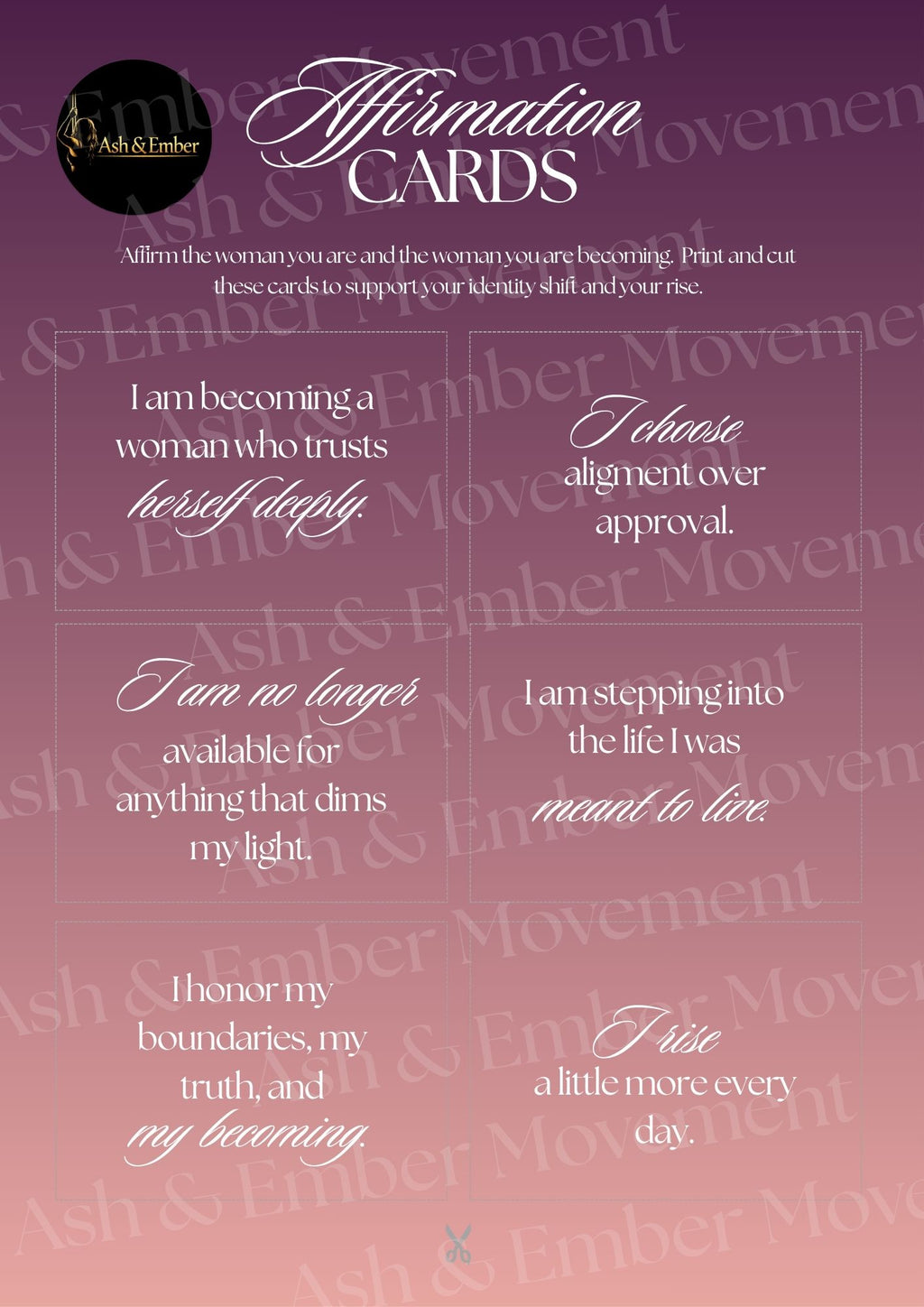 Becoming Her Affirmation Cards | Printable Self‑Love & Identity Shift Cards for Women | Empowerment, Confidence, Mindset, Daily Motivation | Instant Download