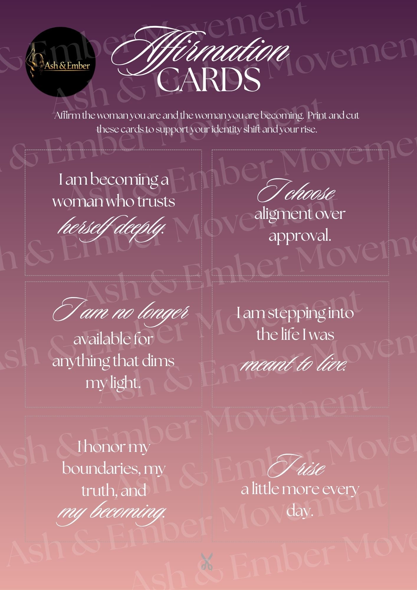 Becoming Her Affirmation Cards | Printable Self‑Love & Identity Shift Cards for Women | Empowerment, Confidence, Mindset, Daily Motivation | Instant Download