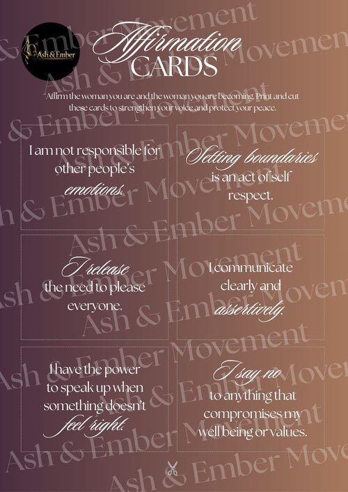 Boundaries Affirmation Cards | Printable Empowerment Cards for Women | Self‑Respect, Clarity, Emotional Peace, Confidence | Instant Download