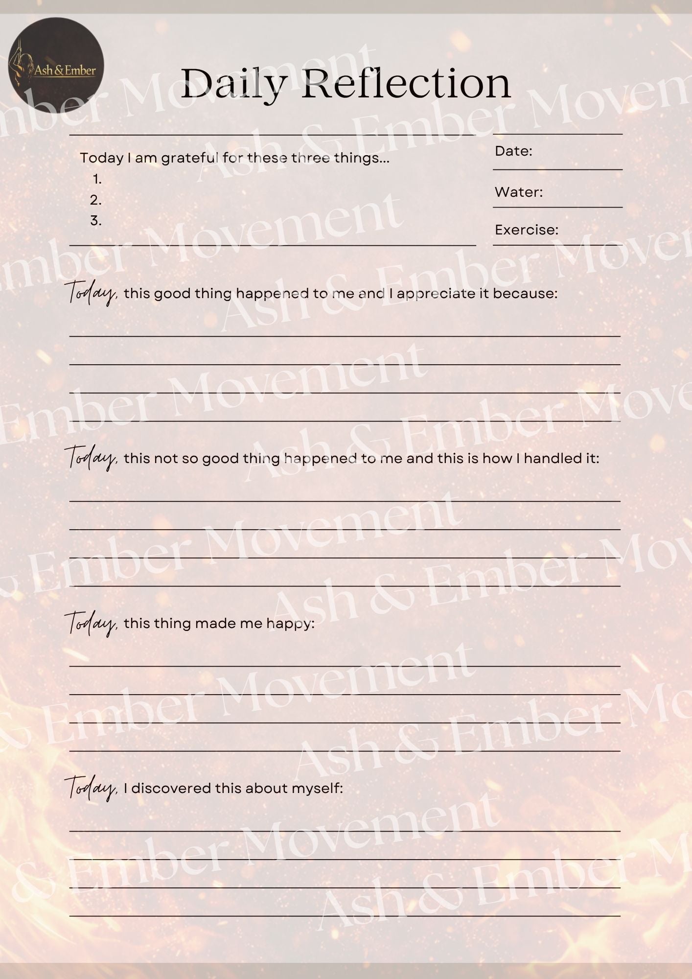 Daily Reflection Journal Page