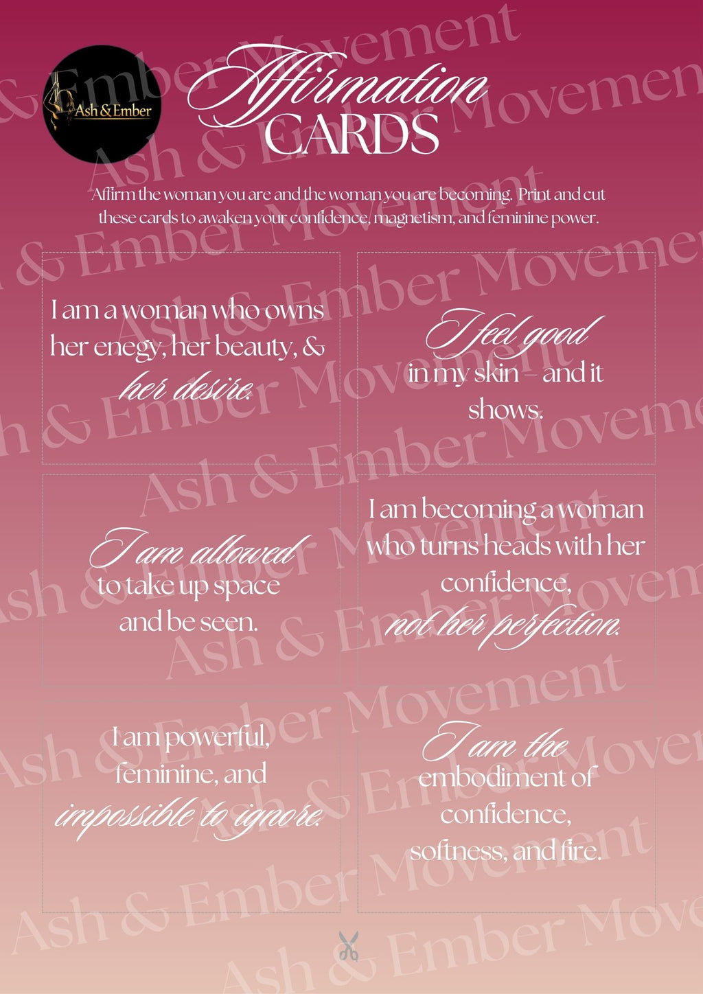 Sensual Confidence Affirmation Cards | Feminine Energy, Self‑Worth & Embodied Confidence | Printable Empowerment Cards for Women | Instant Download