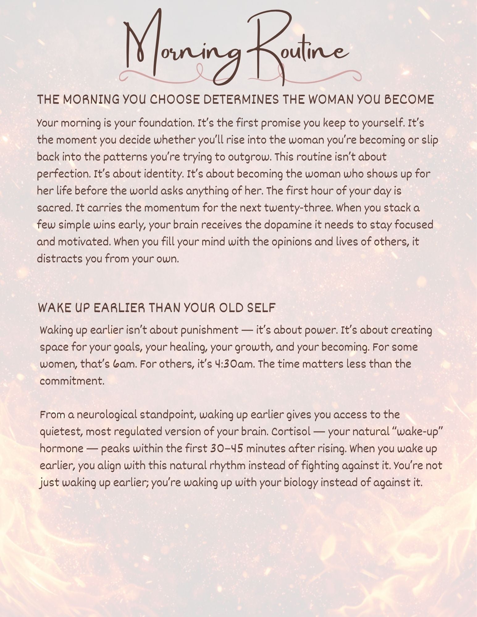 The First Hour Framework™ — A Becoming Her Morning Method (14‑Page Morning Routine E‑Book)