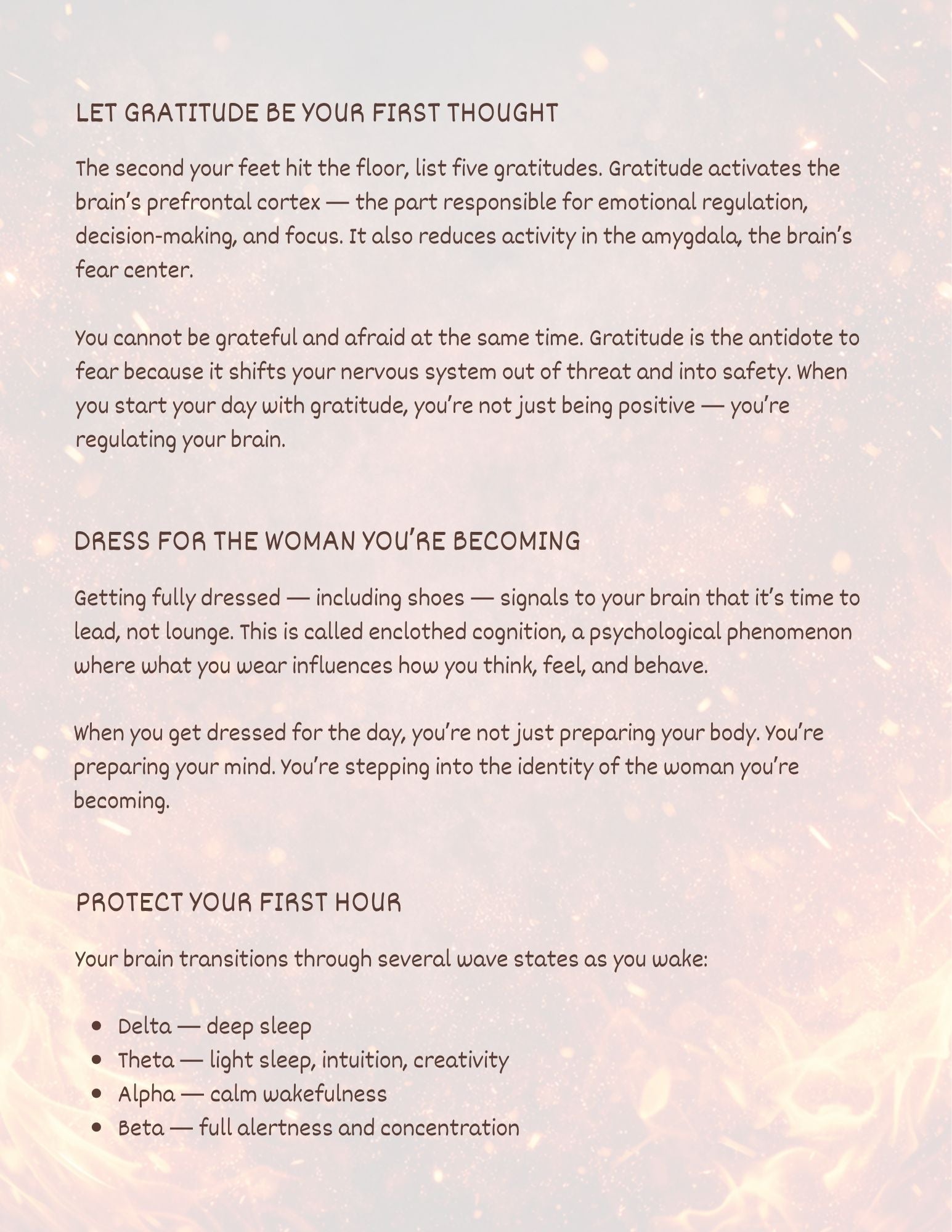 The First Hour Framework™ — A Becoming Her Morning Method (14‑Page Morning Routine E‑Book)