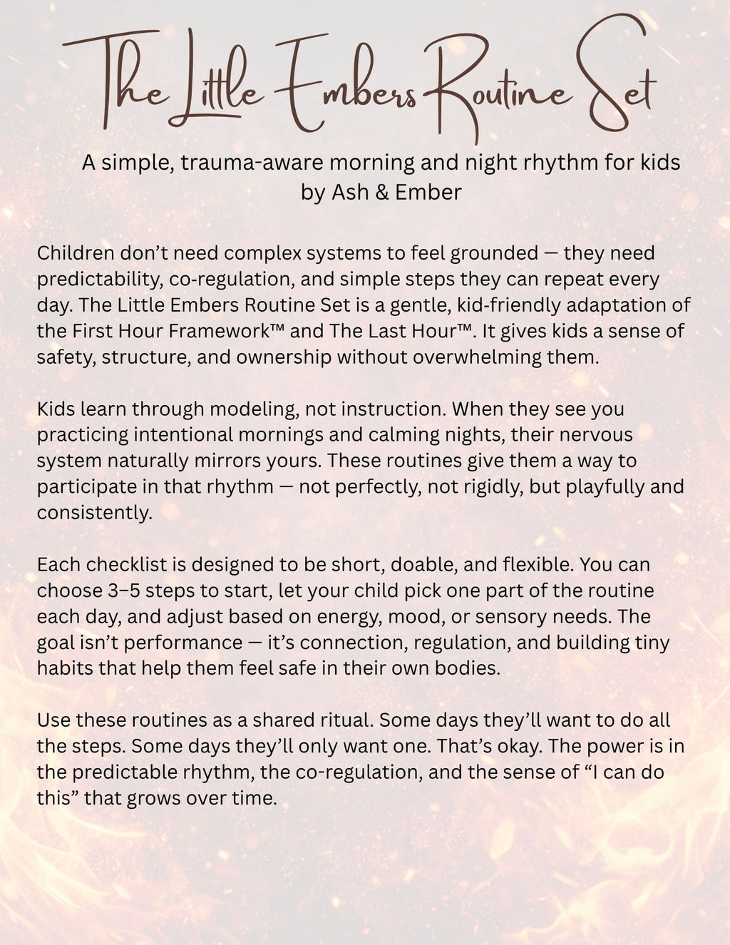 Little Embers Routine Set - Morning and Night Co-Regulation Rituals For Kids